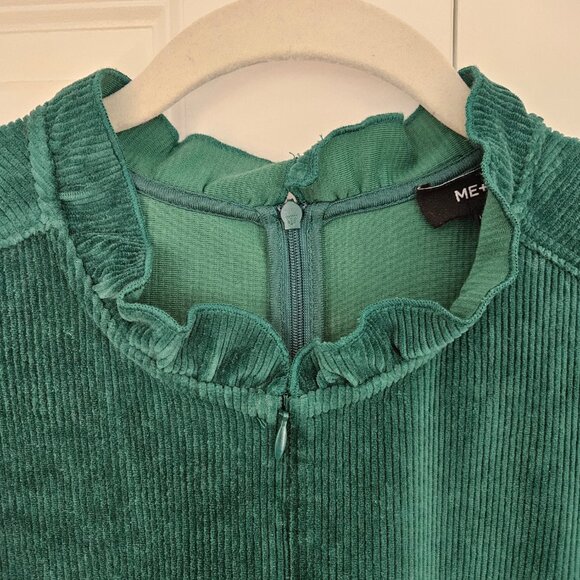 ME+EM Corduroy Velour Green Long Sleeve Swing Dress Size 12 - Picture 7 of 12